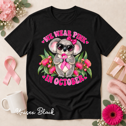 We Wear Pink in October Koala Breast Cancer Awareness Shirt