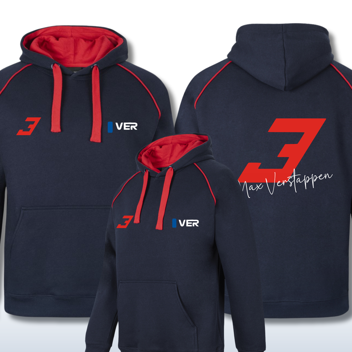 Max Verstappen Inspired Racing Hoodie, Number 3 Navy Pullover Hoodie