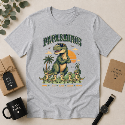 Personalised Papasaurus Dinosaur Dad Shirt