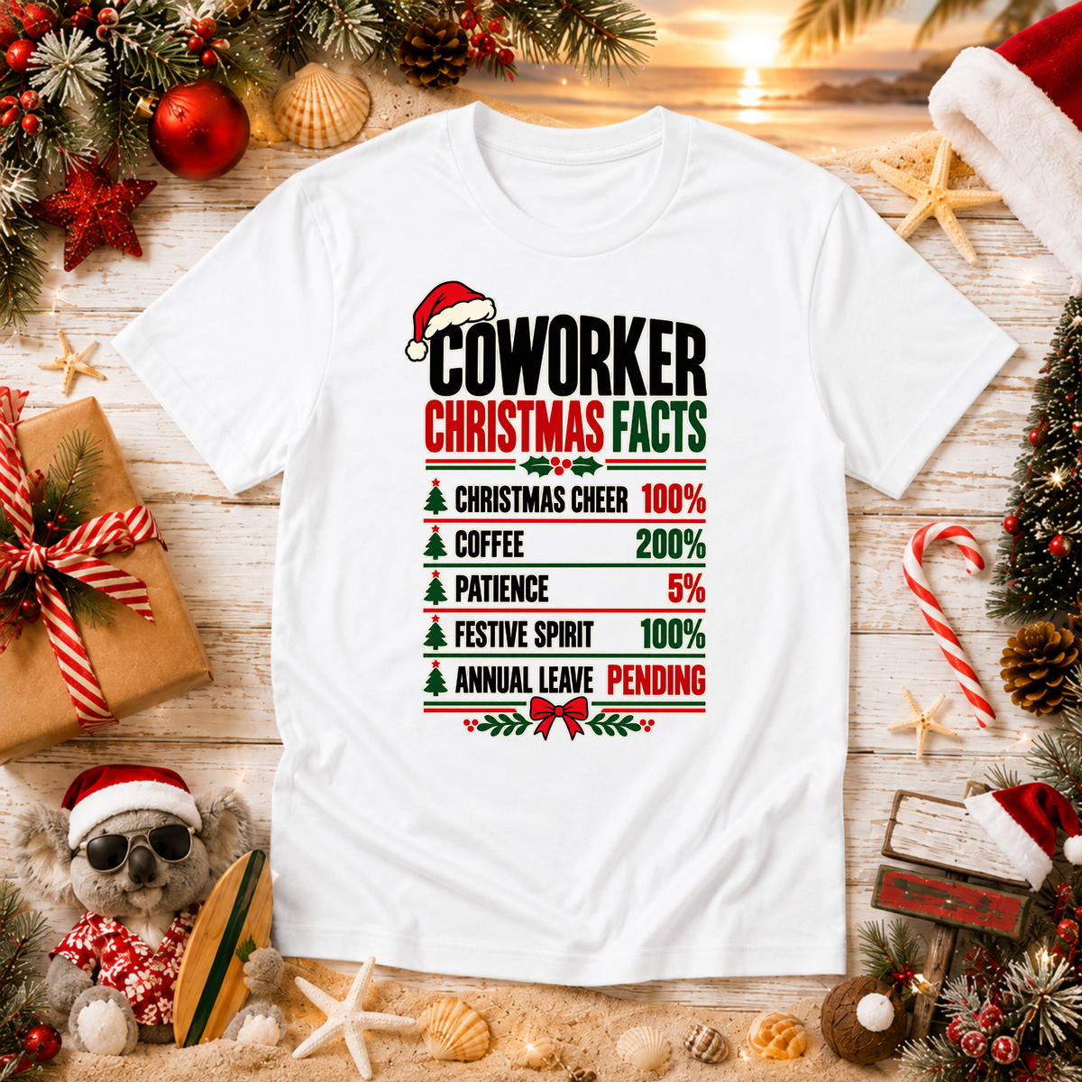 Coworker Christmas Facts T-Shirt – Funny Work Christmas Tee