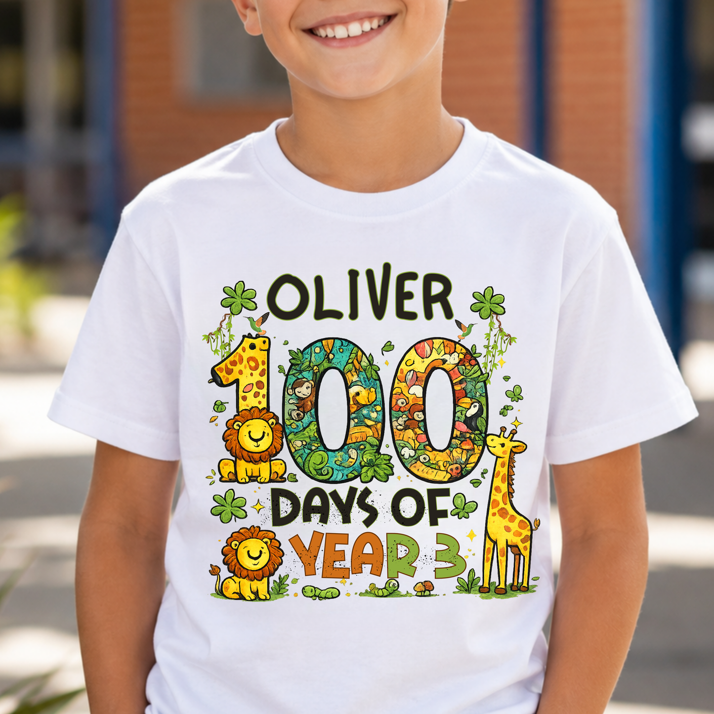 Personalised 100 Days of School Safari Shirt