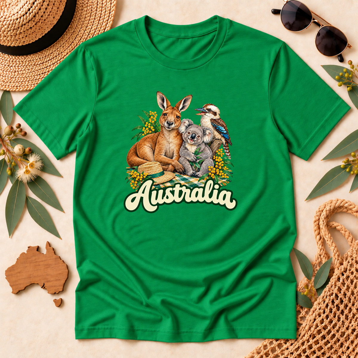 Australia Wildlife T-Shirt – Kangaroo, Koala & Kookaburra