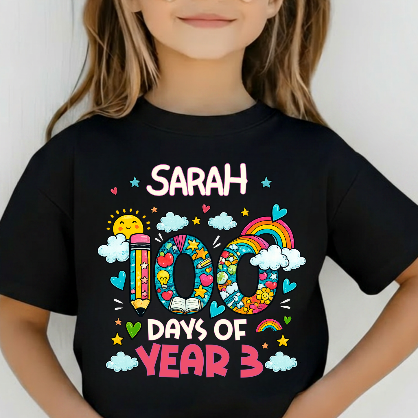Personalised 100 Days of School Rainbow Shirt