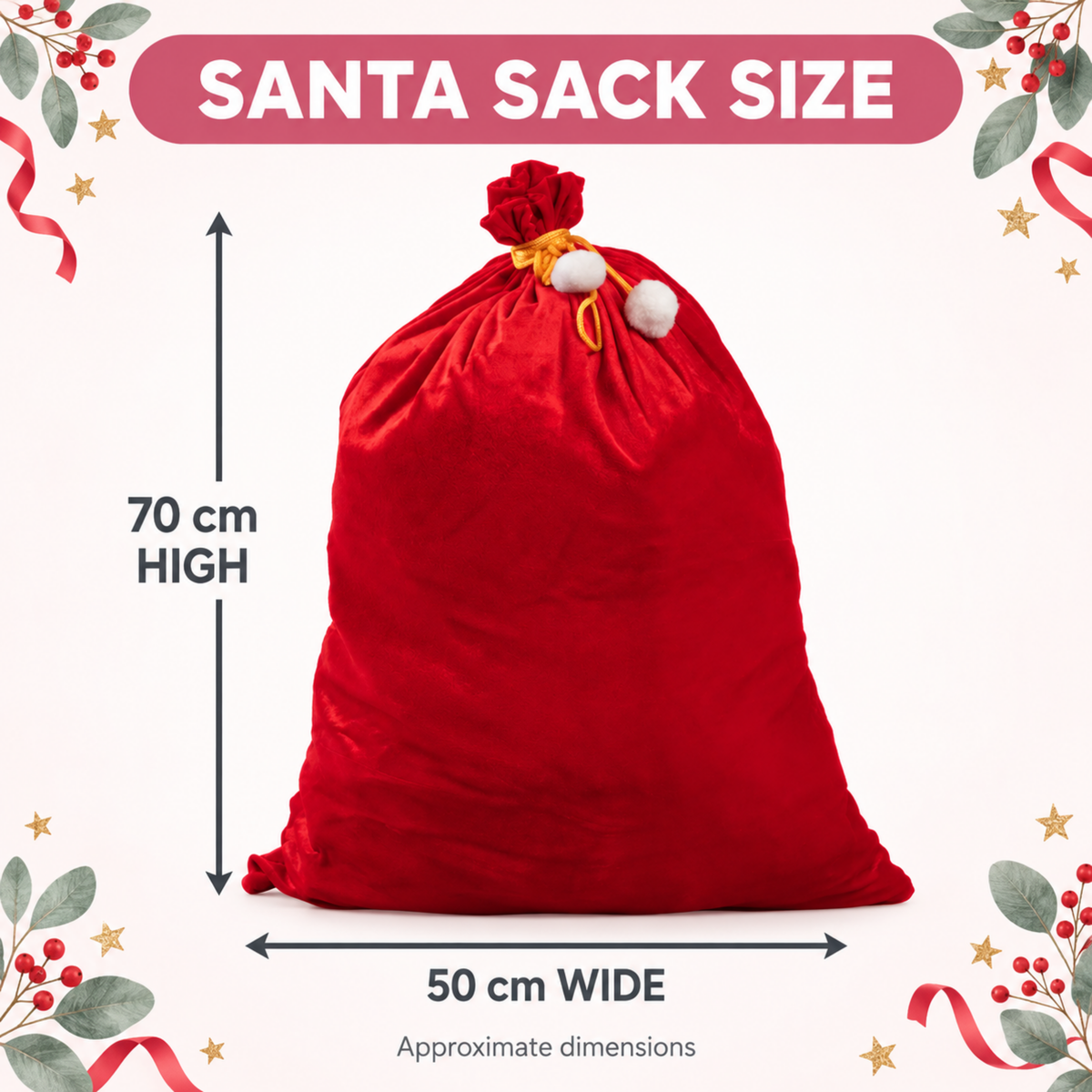 Personalised Christmas Red Velvet Santa Sack with Name