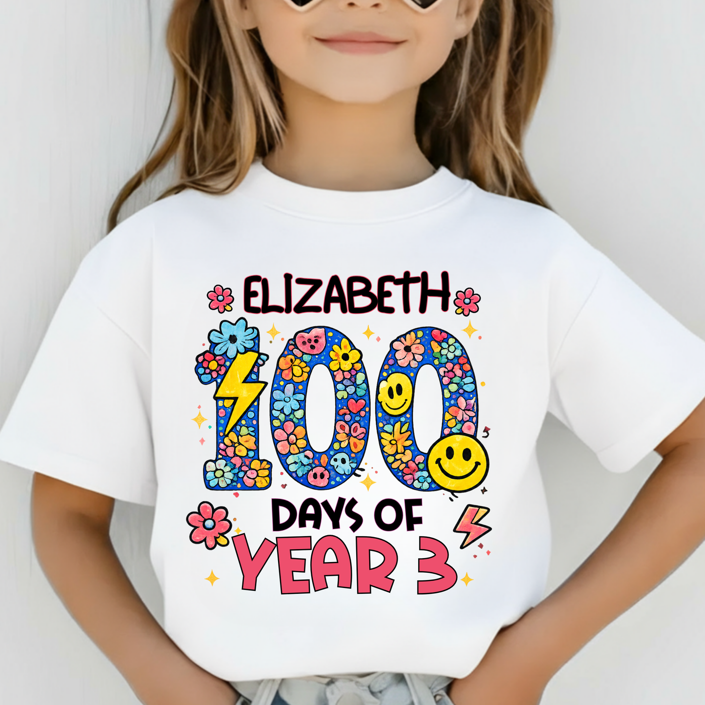 Personalised 100 Days of School Floral Shirt