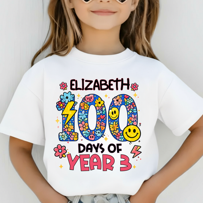 Personalised 100 Days of School Floral Shirt