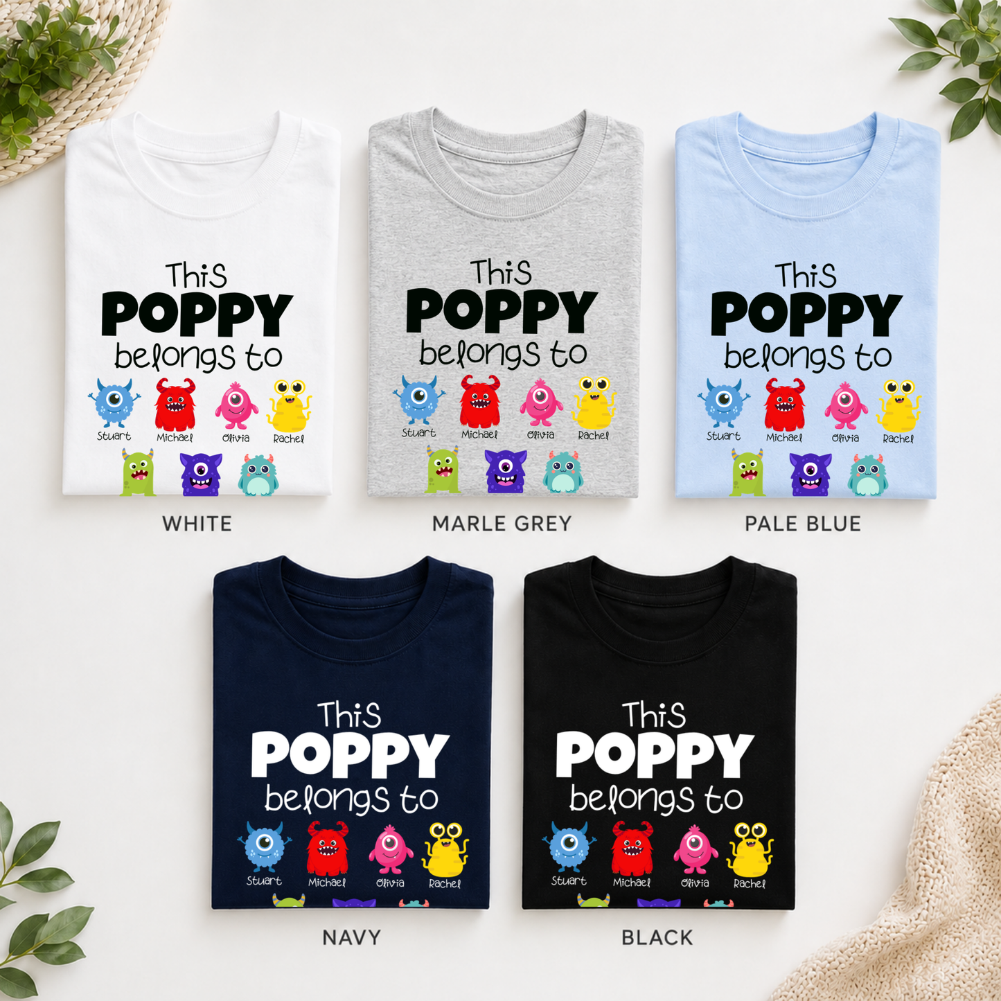 Personalised Poppy Monster T-Shirt | Grandchildren Names