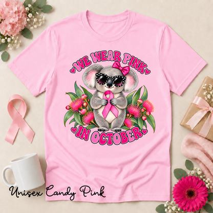 We Wear Pink in October Koala Breast Cancer Awareness Shirt