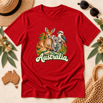 Australia Wildlife T-Shirt – Kangaroo, Koala & Kookaburra