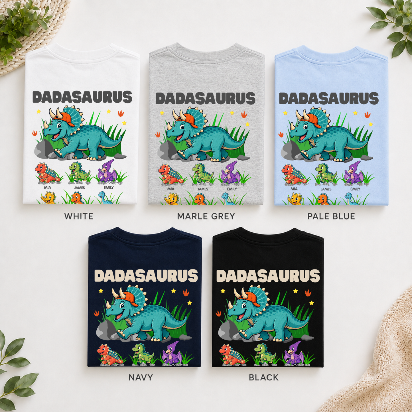 Personalised Dadasaurus Shirt with Kids Names