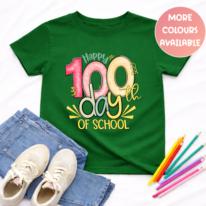 Happy 100 Days of School Shirt | Colourful Kids Tee