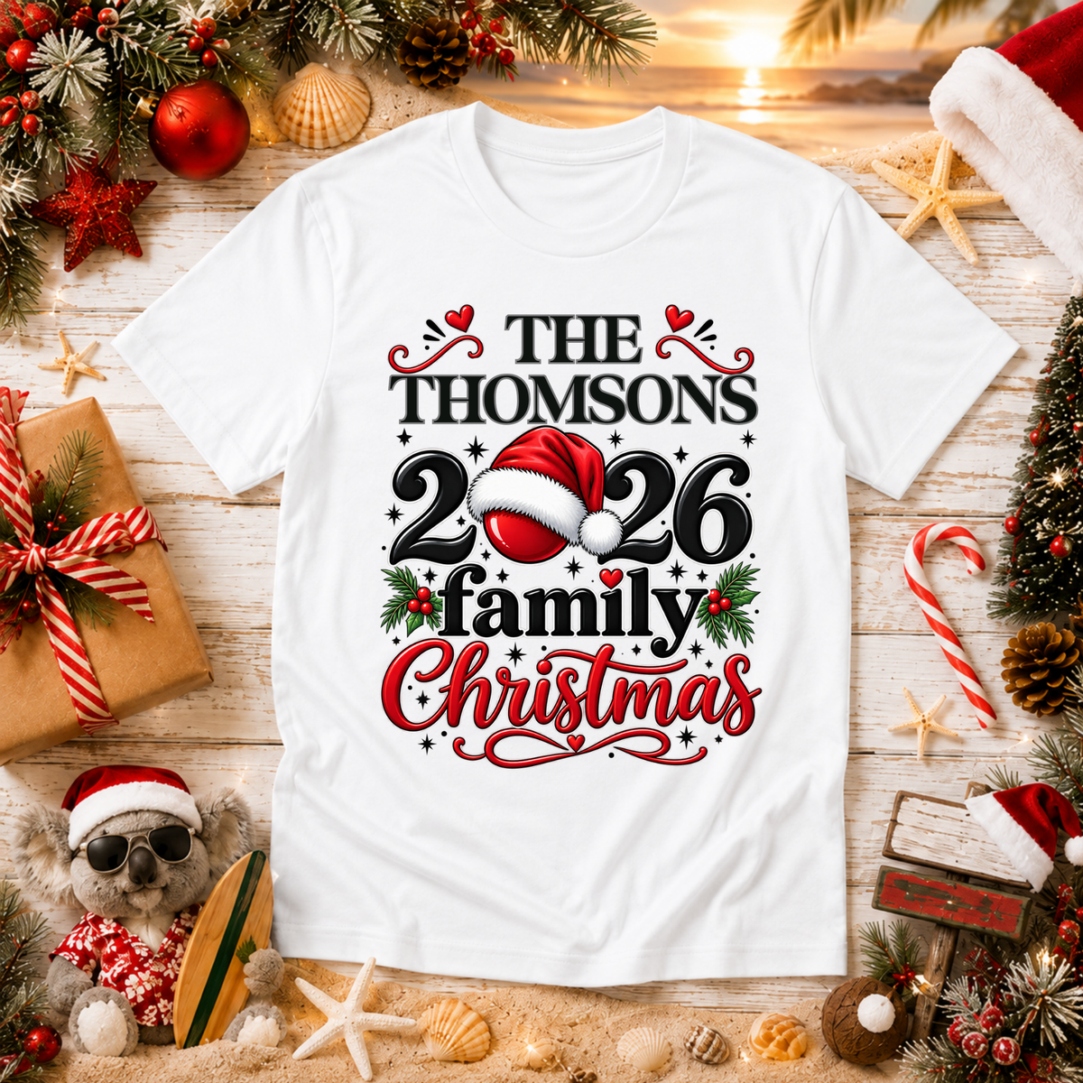 Personalised Family Christmas T-Shirt – Custom Name & Year