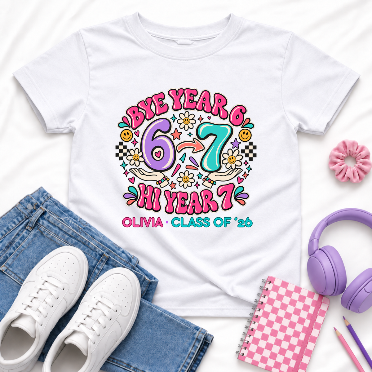 Personalised Year 6 Graduation Shirt Bye Year 6 Hi Year 7