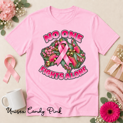 No One Fights Alone Australian Floral Design Breast Cancer Awareness Shirt