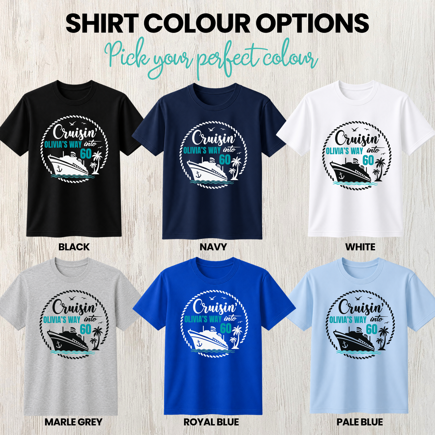 Cruisin’ Into Custom Age Personalised Cruise Shirts | Matching Family Cruise Shirts