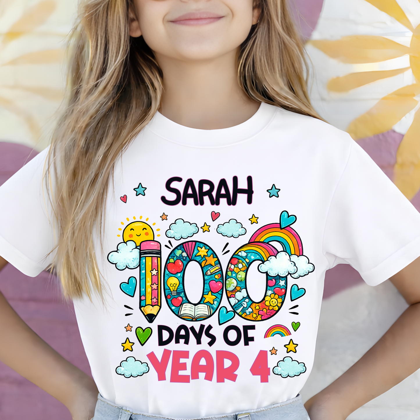 Personalised 100 Days of School Rainbow Shirt