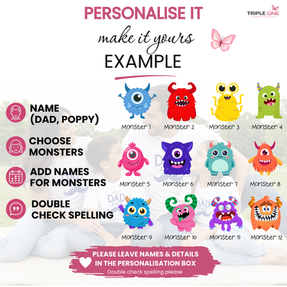 Personalised Poppy Monster T-Shirt | Grandchildren Names