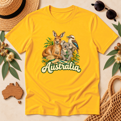 Australia Wildlife T-Shirt – Kangaroo, Koala & Kookaburra