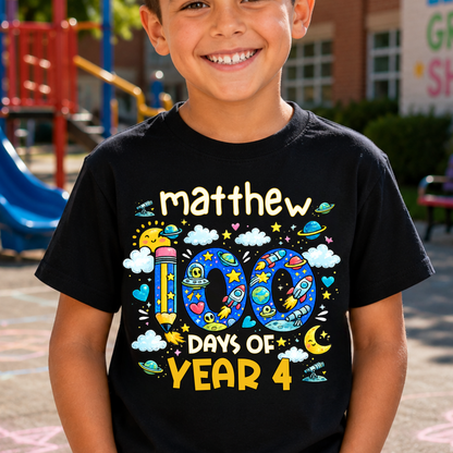 Personalised 100 Days of School Space Shirt