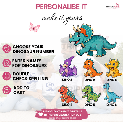 Personalised Dadasaurus Shirt with Kids Names