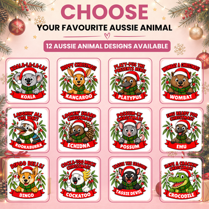 Personalised Aussie Animal Christmas T-Shirt