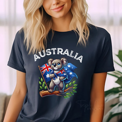 australian flag design with a koala and Australia 