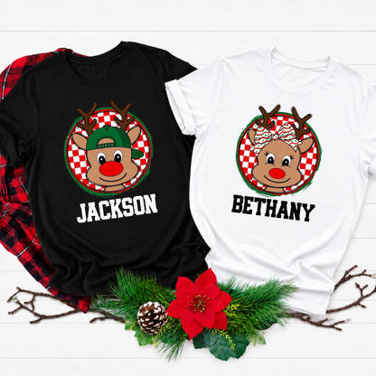 Personalised Reindeer Christmas T-Shirt – Kids & Adults