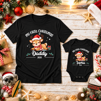 Personalised First Christmas Matching T-Shirts & Onesies