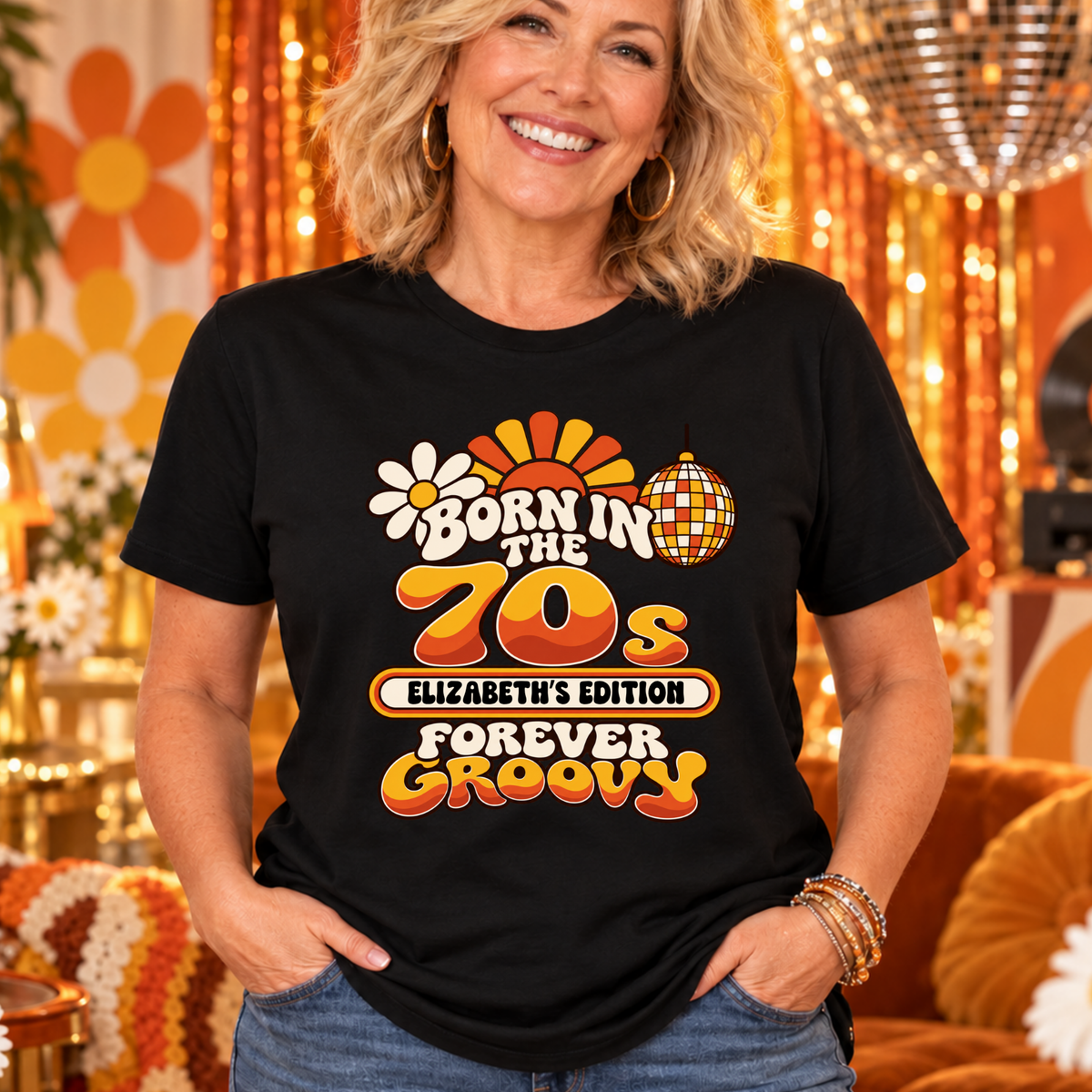 Personalised Born in the 70s T-Shirt