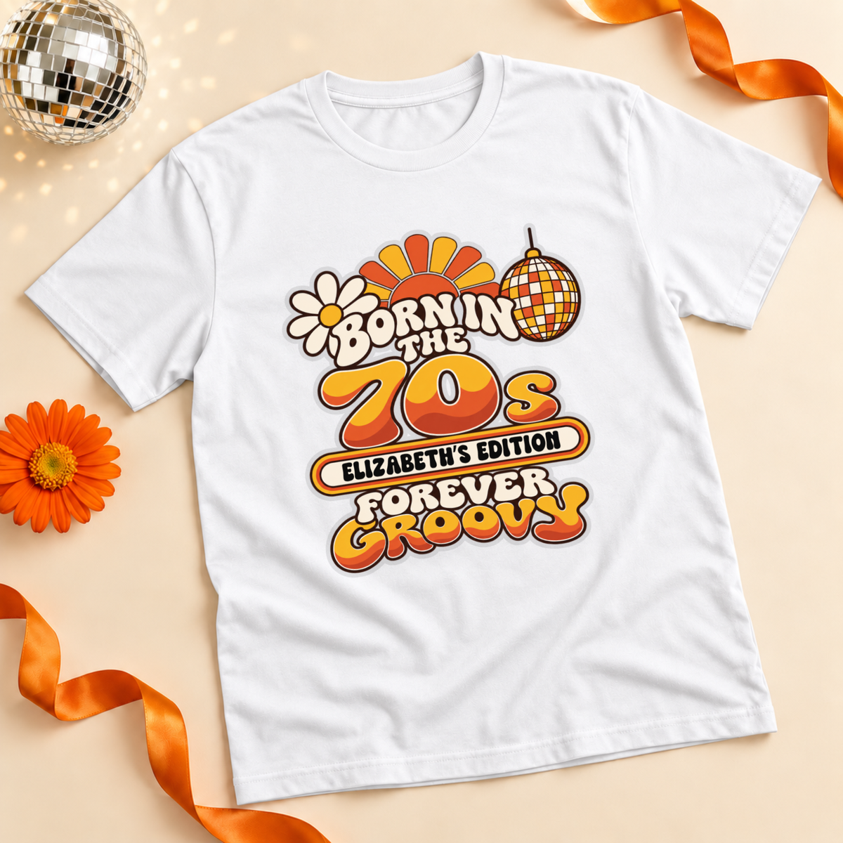 Personalised Born in the 70s T-Shirt