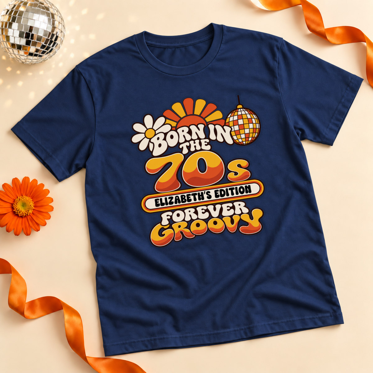 Personalised Born in the 70s T-Shirt
