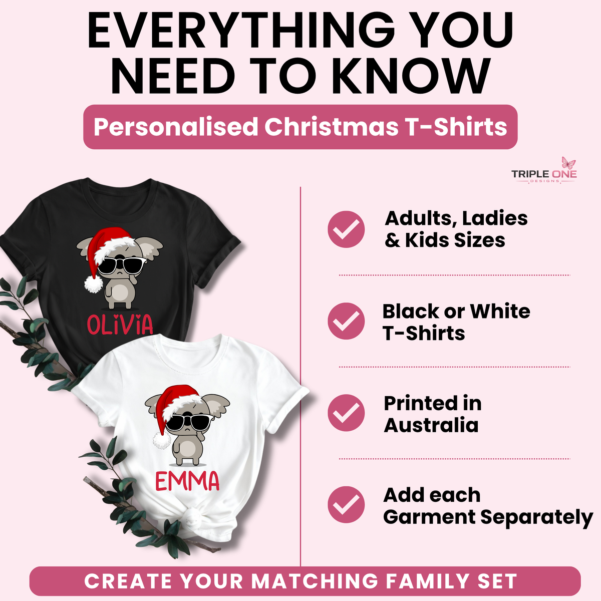 Personalised Christmas Koala T-Shirts & Baby Onesies