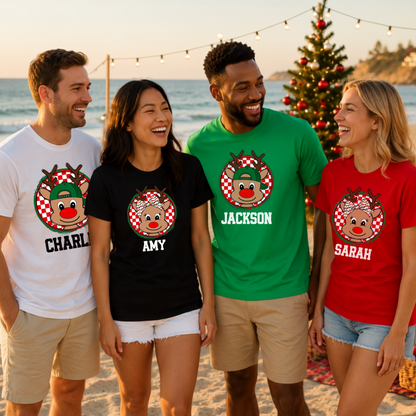 Personalised Reindeer Christmas T-Shirt – Kids & Adults