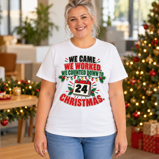 We Came We Worked Christmas Countdown T-Shirt – Funny Staff Tee