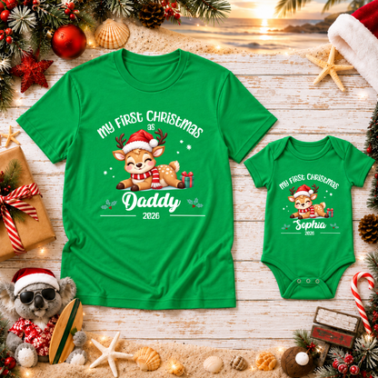 Personalised First Christmas Matching T-Shirts & Onesies