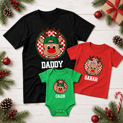 Personalised Reindeer Christmas T-Shirt – Kids & Adults