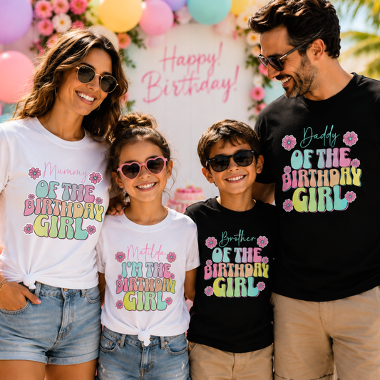 Personalised Birthday Girl Matching Shirts