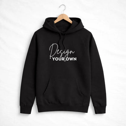 Black personalised custom hoodie for adults and kids with Design Your Own text on front
