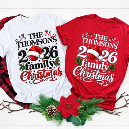 Personalised Family Christmas T-Shirt – Custom Name & Year