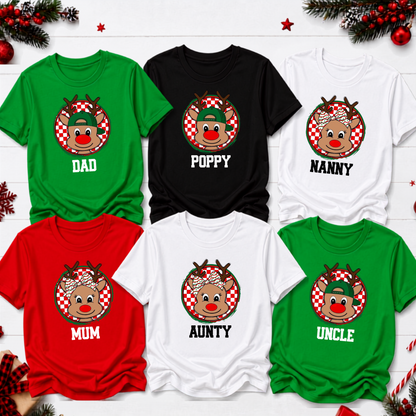 Personalised Reindeer Christmas T-Shirt – Kids & Adults