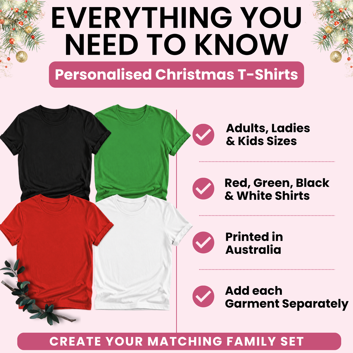 Personalised Family Christmas T-Shirt – Custom Name & Year