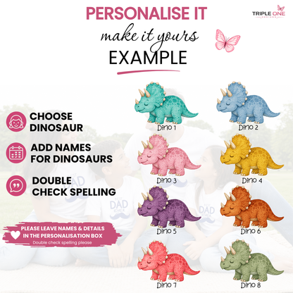 Personalised Dad & Child Dinosaur Matching Shirts