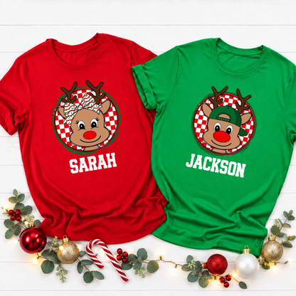 Personalised Reindeer Christmas T-Shirt – Kids & Adults