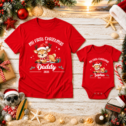 Personalised First Christmas Matching T-Shirts & Onesies