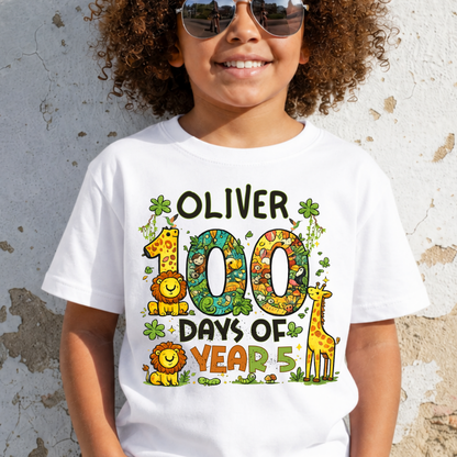 Personalised 100 Days of School Safari Shirt