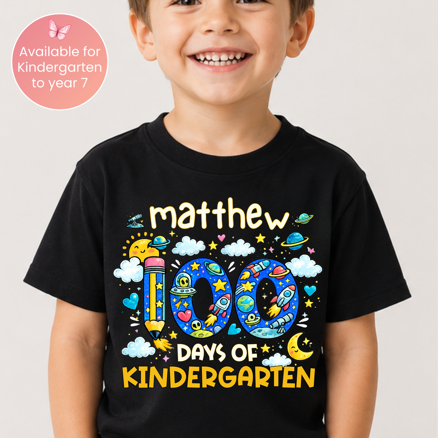 Personalised 100 Days of School Space Shirt