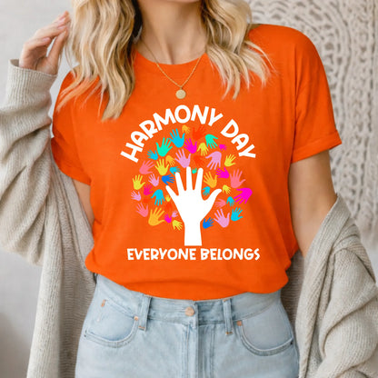 Colourful Tree Harmony Day T-Shirt in orange – personalised shirt Australia