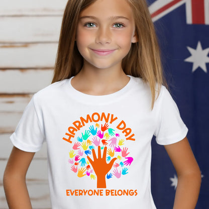 Colourful Tree Harmony Day T-Shirt in white – personalised shirt Australia